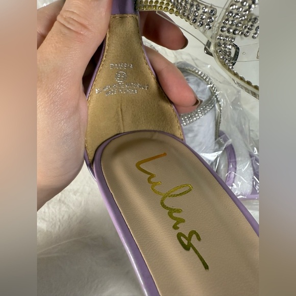 Lulus Damsia Purple Rhinestone Open Toe Ankle Strap Heels 8.5 - Picture 9 of 12